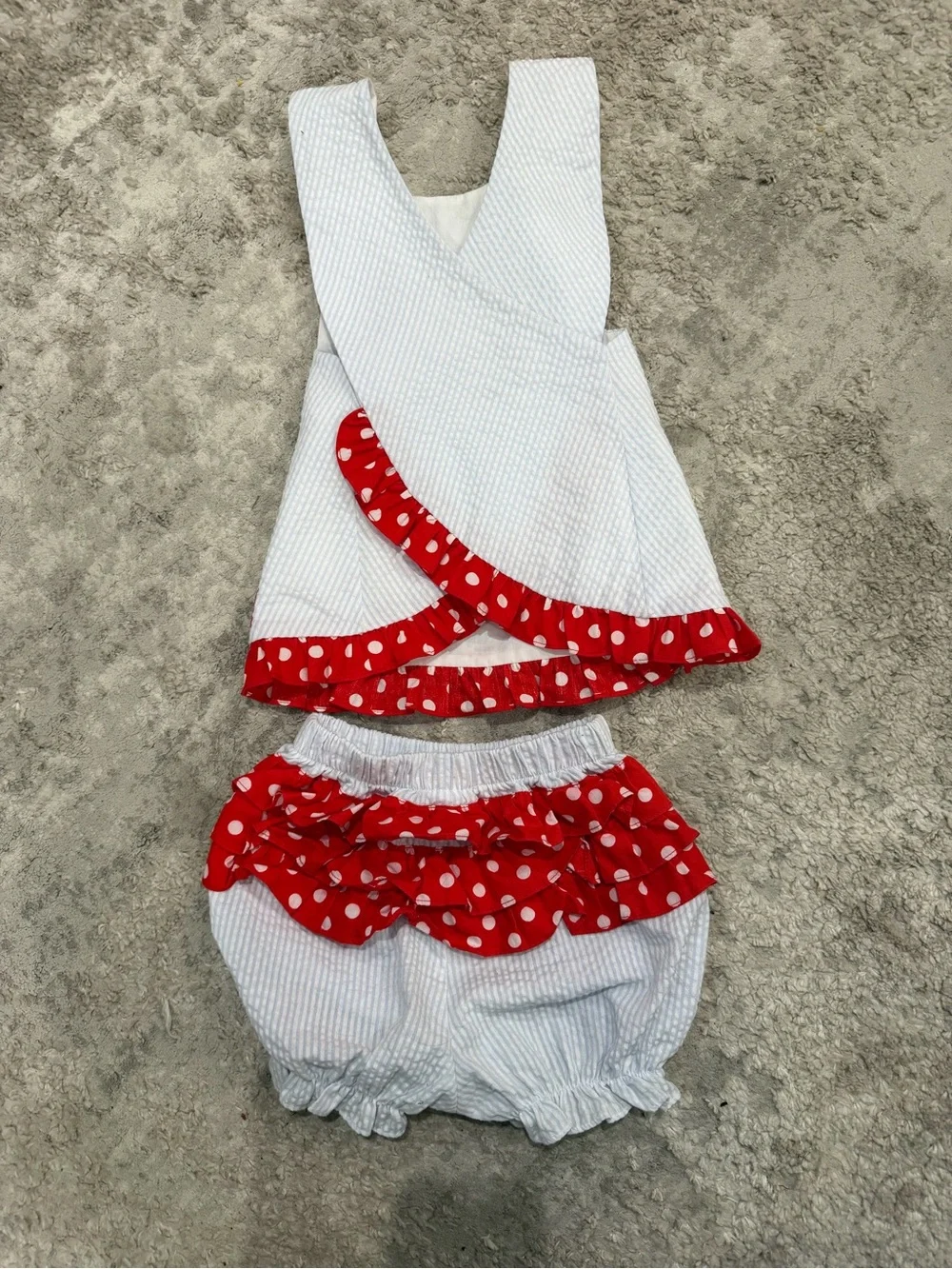 Millie Jay American Flag Sailor White & Red Polka Dot Girls Matching Set